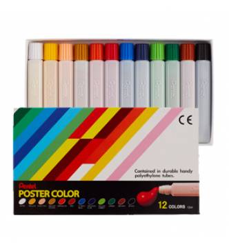 Poster color  12 colors in tube set. Pentel YNGP12