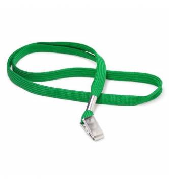 Flat lanyard (neck sling) 16 inches, with metal clip for ID/Pass w/slot.