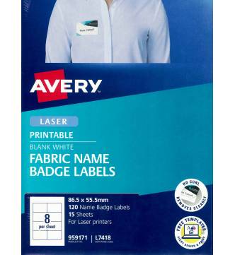 Name Badge Label White Fabric 86.5mm x 55.5mm 959171