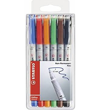 OHP Washable marker set of 6 color #Stabilo 852/6-Fine.