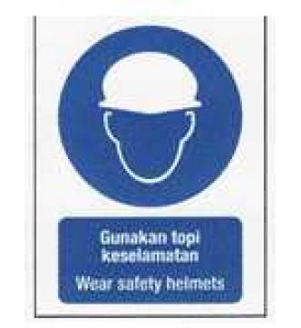 Safety Helmets must be worn  Plastic Sign 200 x 280mm (8 x 11 inch.) A-803