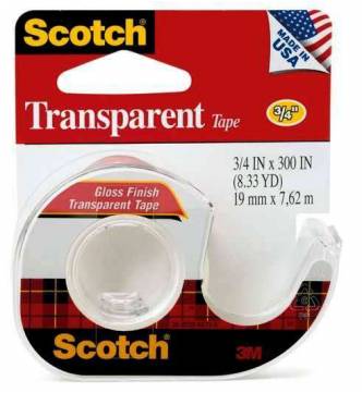3M Clear Tape with pocket dispenser 3/4" x 300" (19 mm x 7.62 meter). 157S