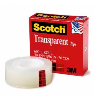 3M Scotch #600 Clear tape,3/4 x 36 yds.