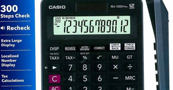 12 Digit Desk Top Tax Calculator Casio MJ 120D Plus