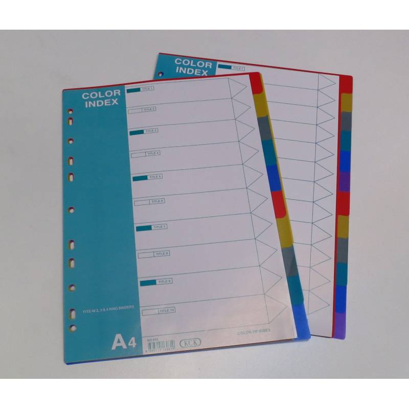 A4 1 to 10 PVC Color Filing Divider