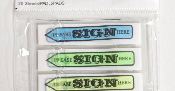 Tape Flag removable thin plastic film SIGN HERE flag Scripti 45624