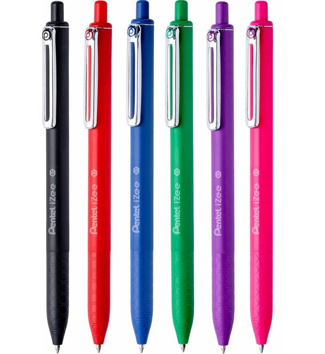 Pentel IZee BX470 - Confezione Da 14 Penne A Sfera Rosse, Punto 1.0 Mm, Scrittura Fluida, Impugnatura Comoda